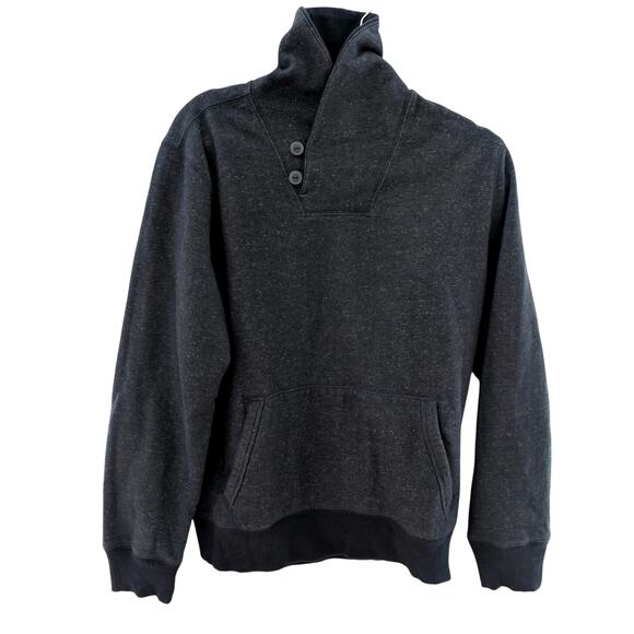 Gap Men’s M Navy Speckled Pullover Sweatshirt Shawl Collar Button Neck Cozy - Picture 1 of 7
